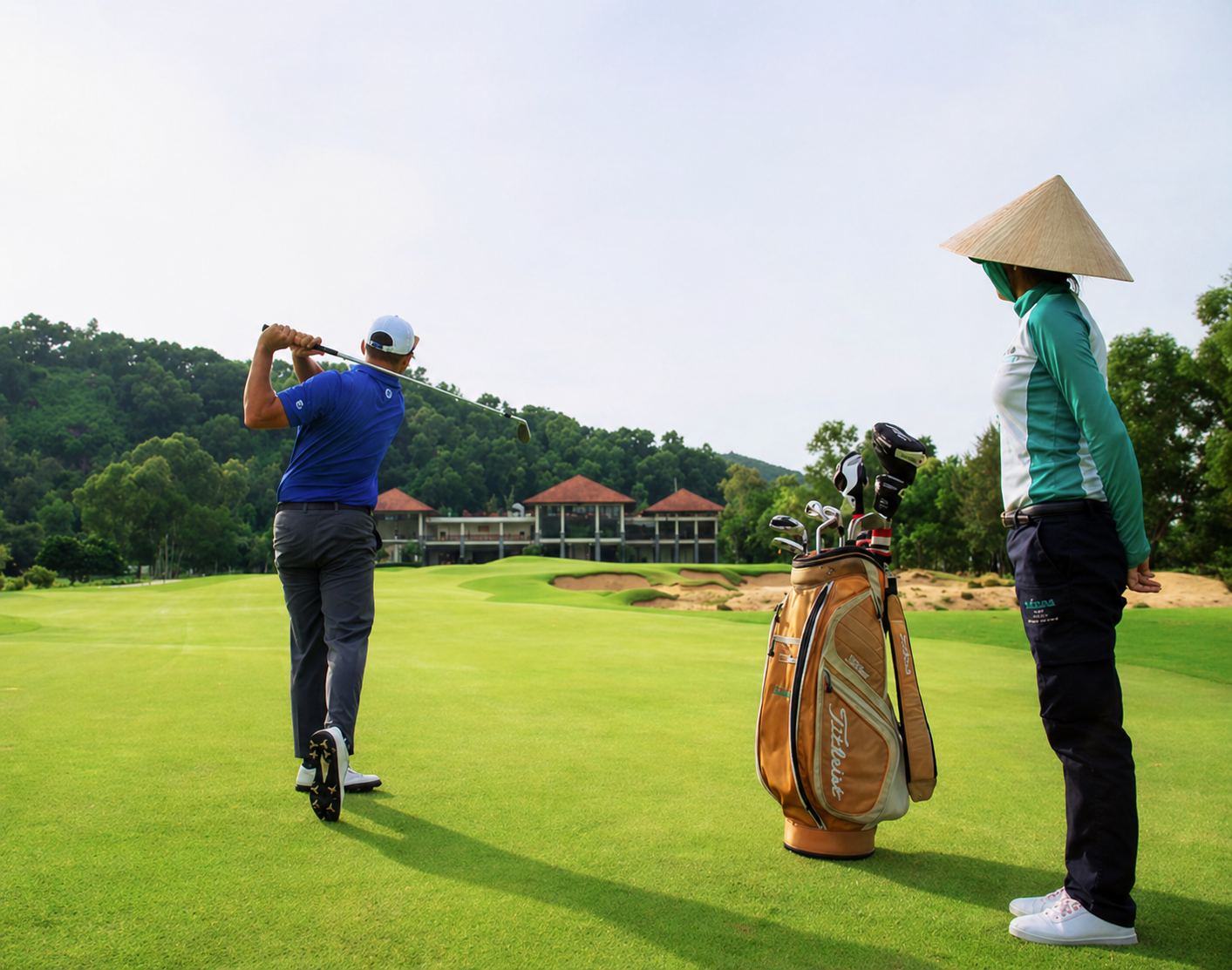 Vietnamese golf course caddies at dawn — vietnamese golf course